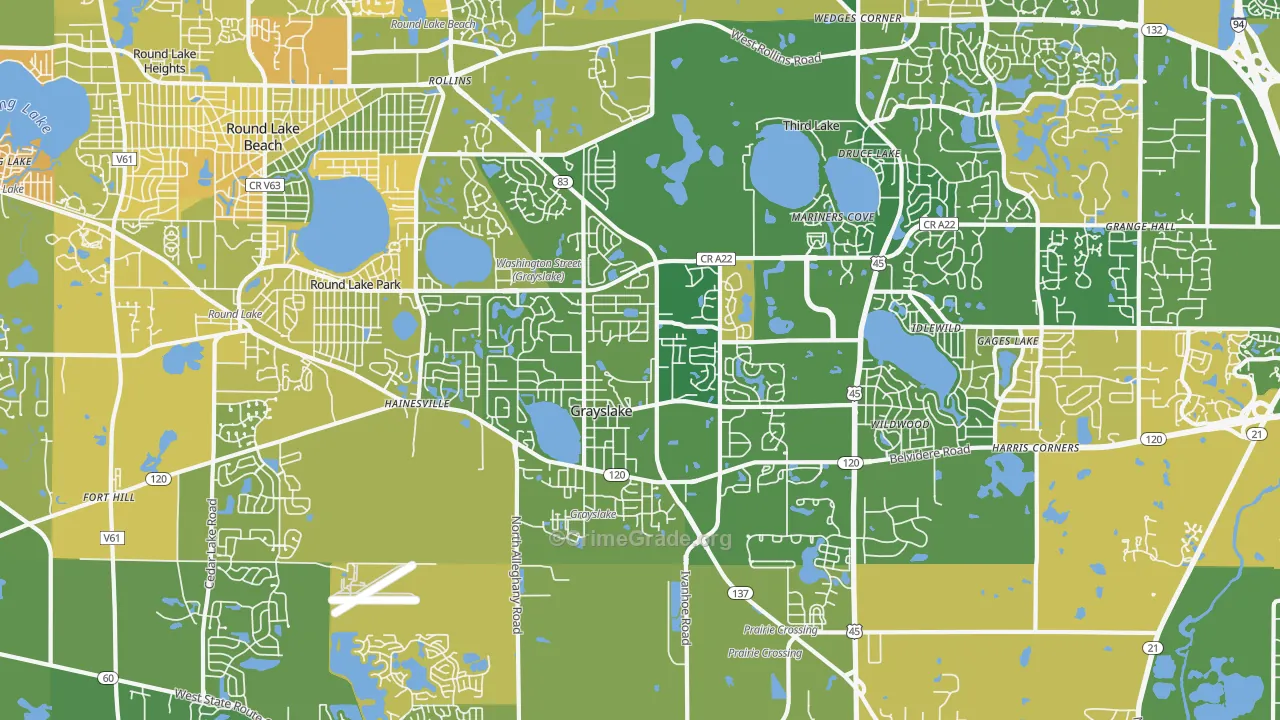 Grayslake, IL Map of Murder Rates