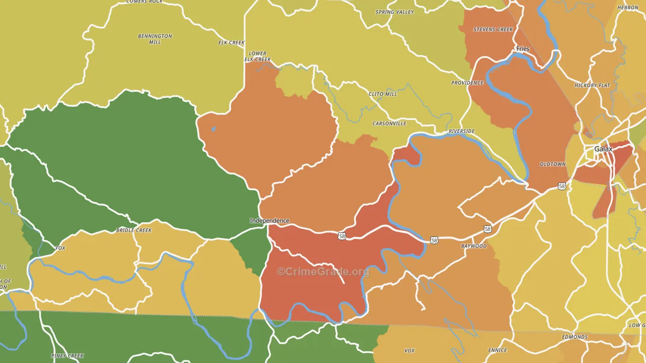 Grayson County, VA Map of Murder Rates