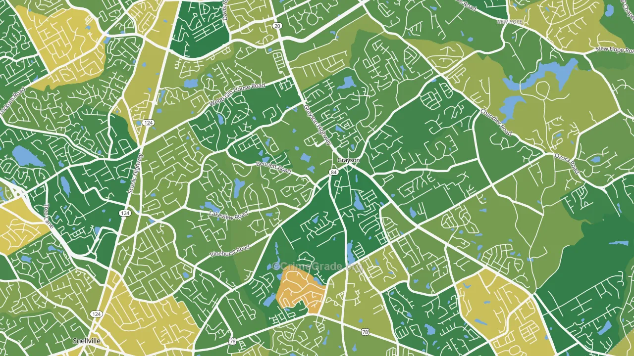 Grayson, GA Map of Murder Rates