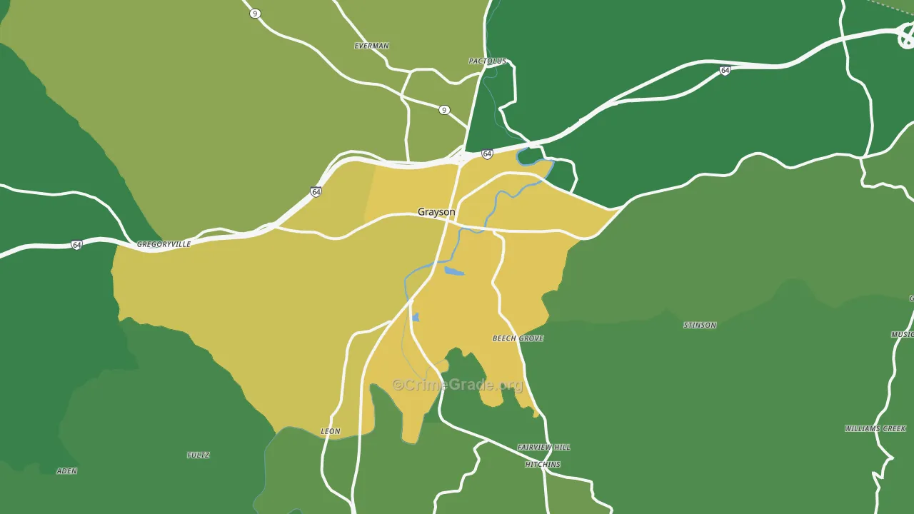 Grayson, KY Map of Murder Rates