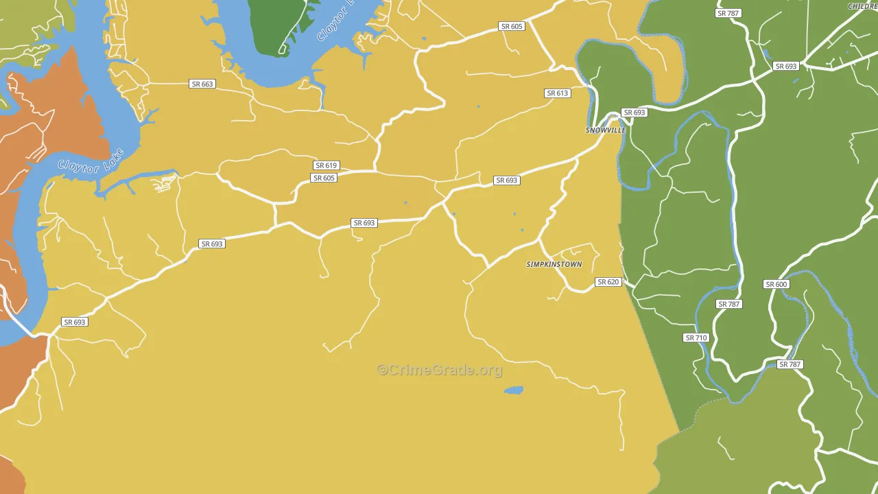 Graysontown, VA Map of Murder Rates