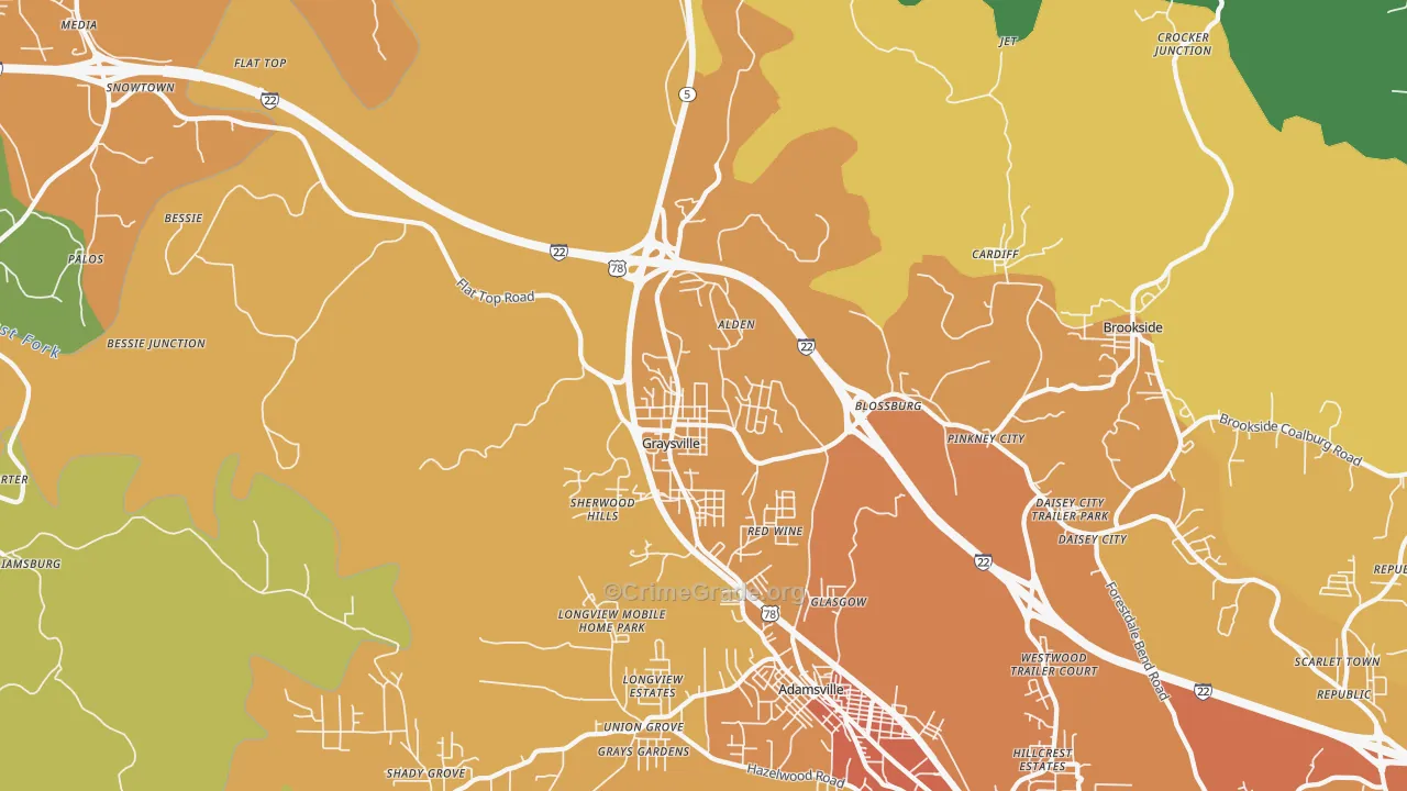 Graysville, AL Map of Murder Rates