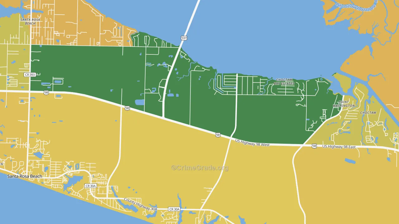 Grayton Beach, FL Map of Murder Rates