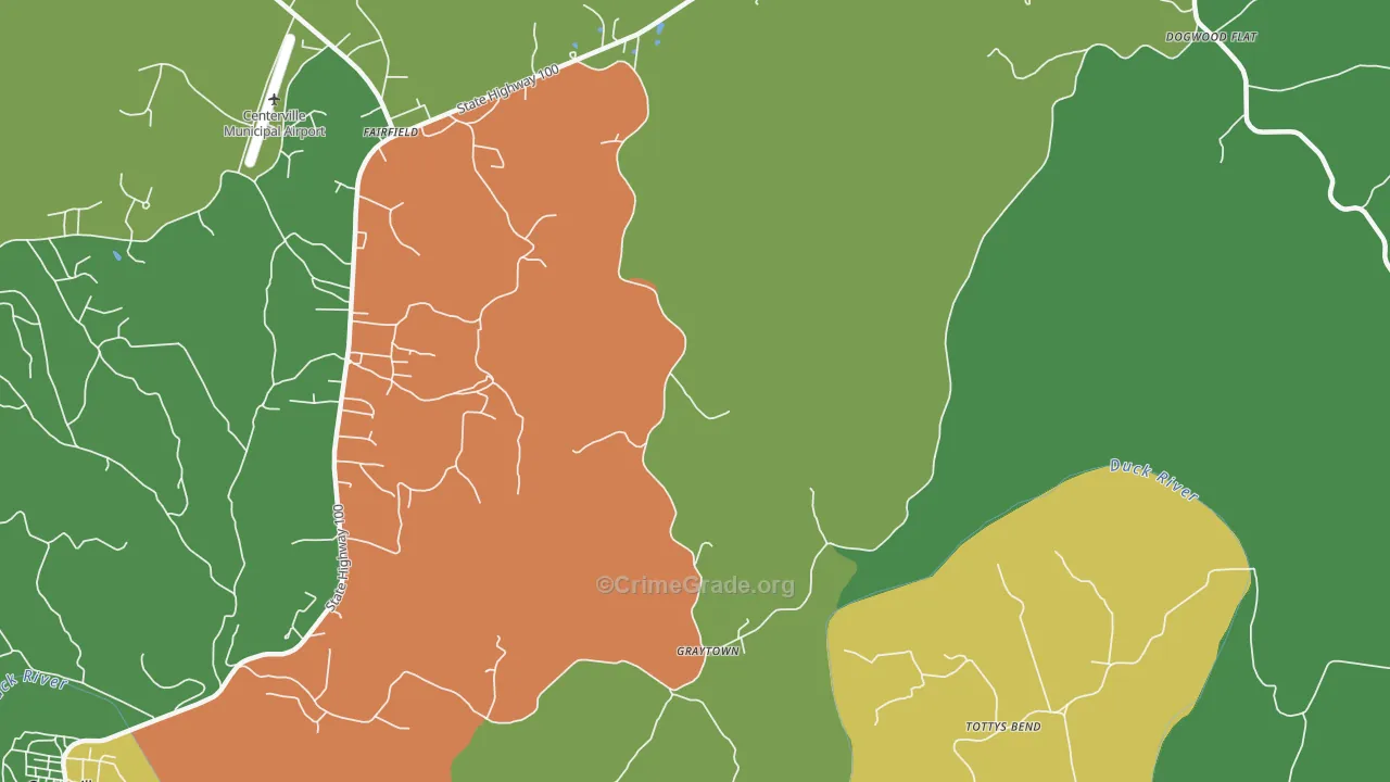 Graytown, TN Map of Murder Rates