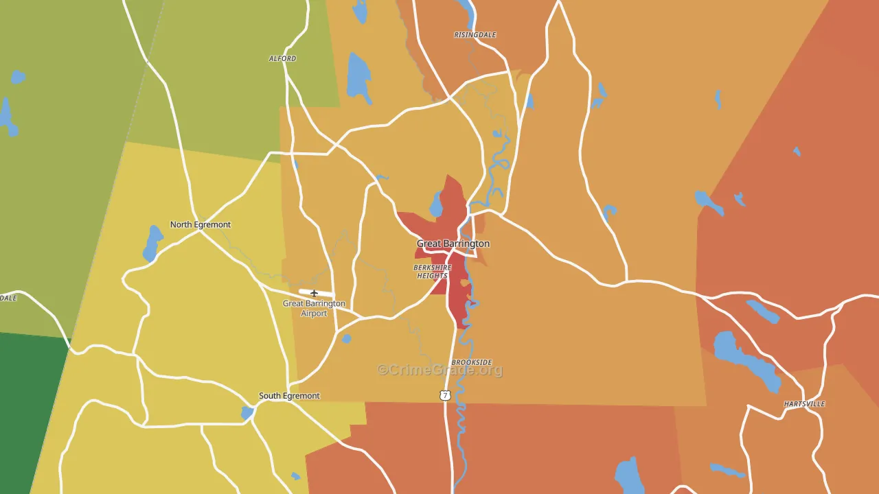 Great Barrington, MA Map of Murder Rates