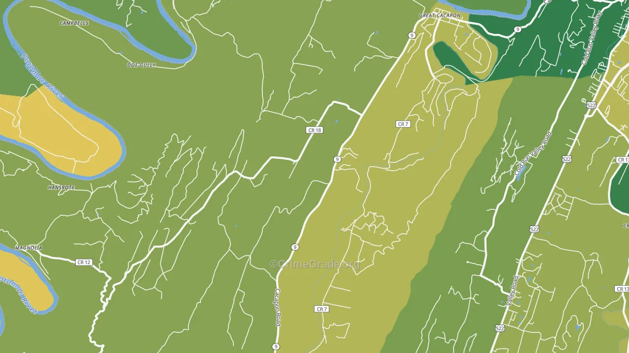 Great Cacapon, WV Map of Murder Rates