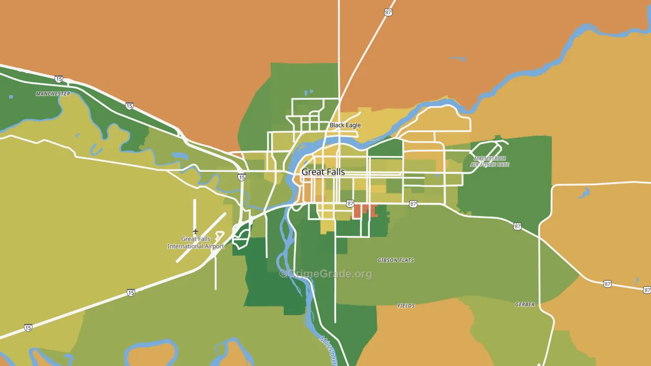 Great Falls, MT Map of Murder Rates