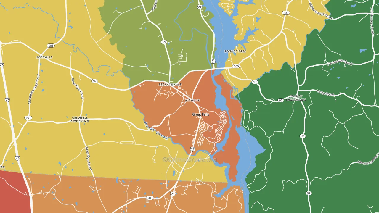 Great Falls, SC Map of Murder Rates