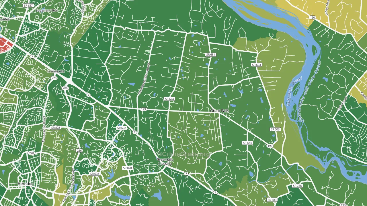 Great Falls, VA Map of Murder Rates