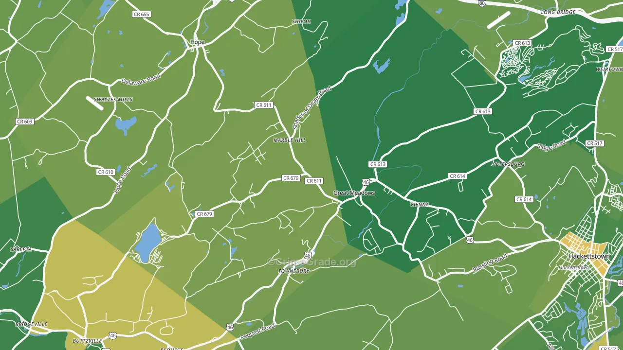 Great Meadows, NJ Map of Murder Rates