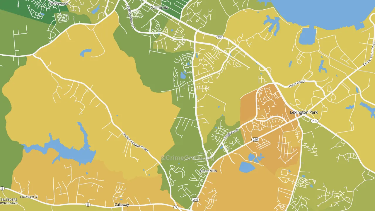 Great Mills, MD Map of Murder Rates