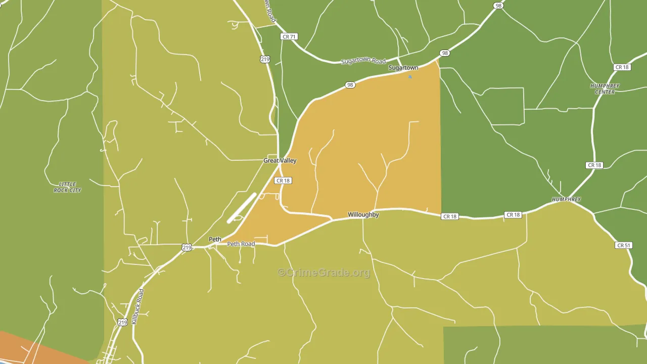 Great Valley, NY Map of Murder Rates