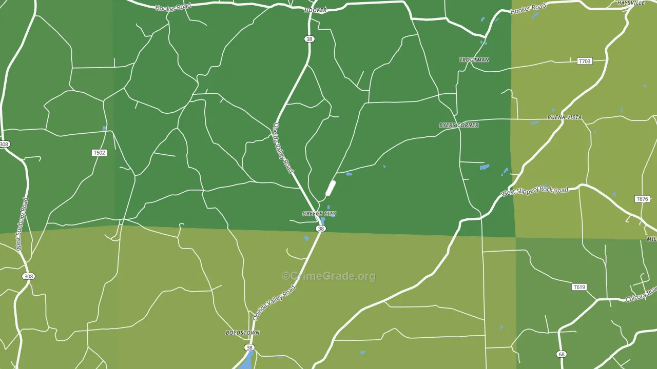 Greece City, PA Map of Murder Rates