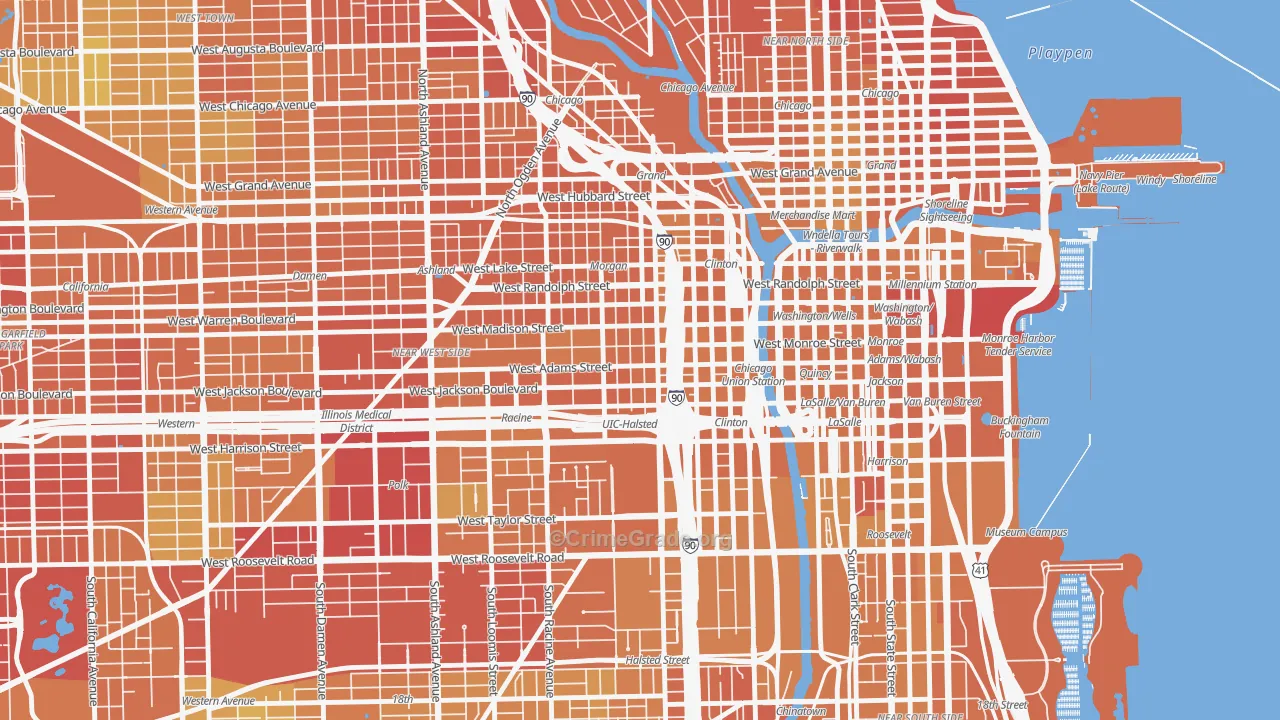 Greektown, Chicago, IL Map of Murder Rates