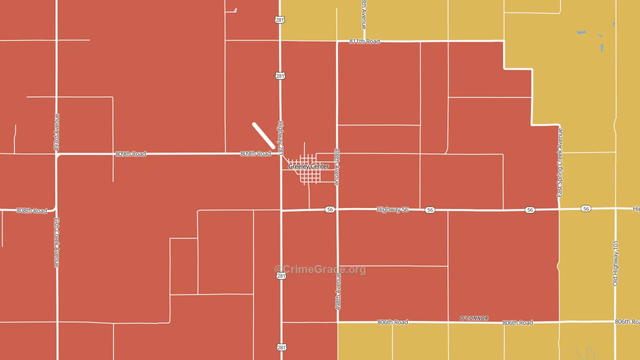 Greeley Center, NE Map of Murder Rates