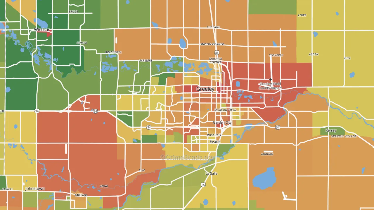 Greeley, CO Map of Murder Rates