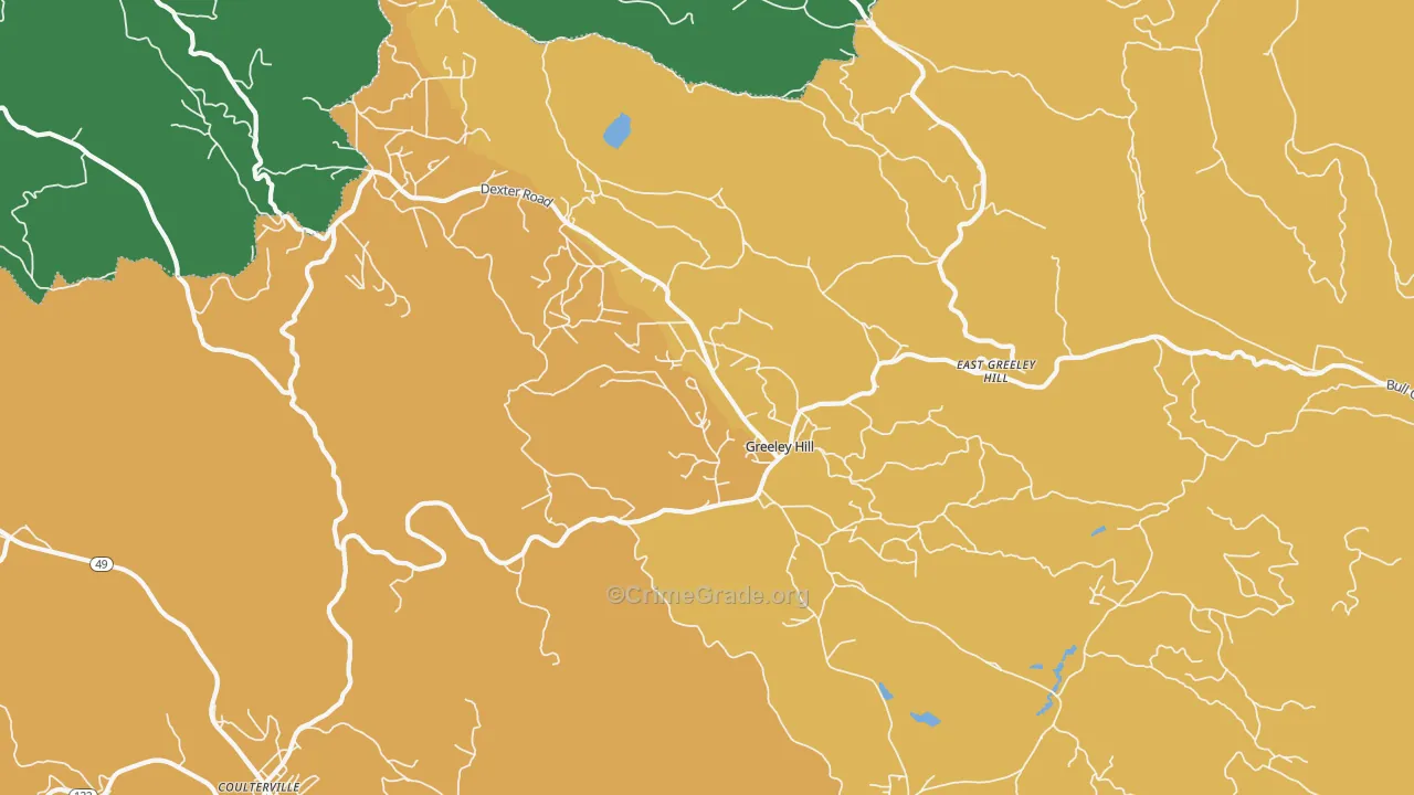 Greeley Hill, CA Map of Murder Rates