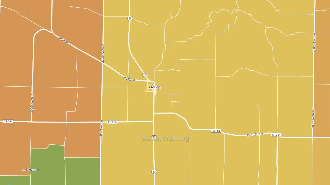 Greeley, IA Map of Murder Rates