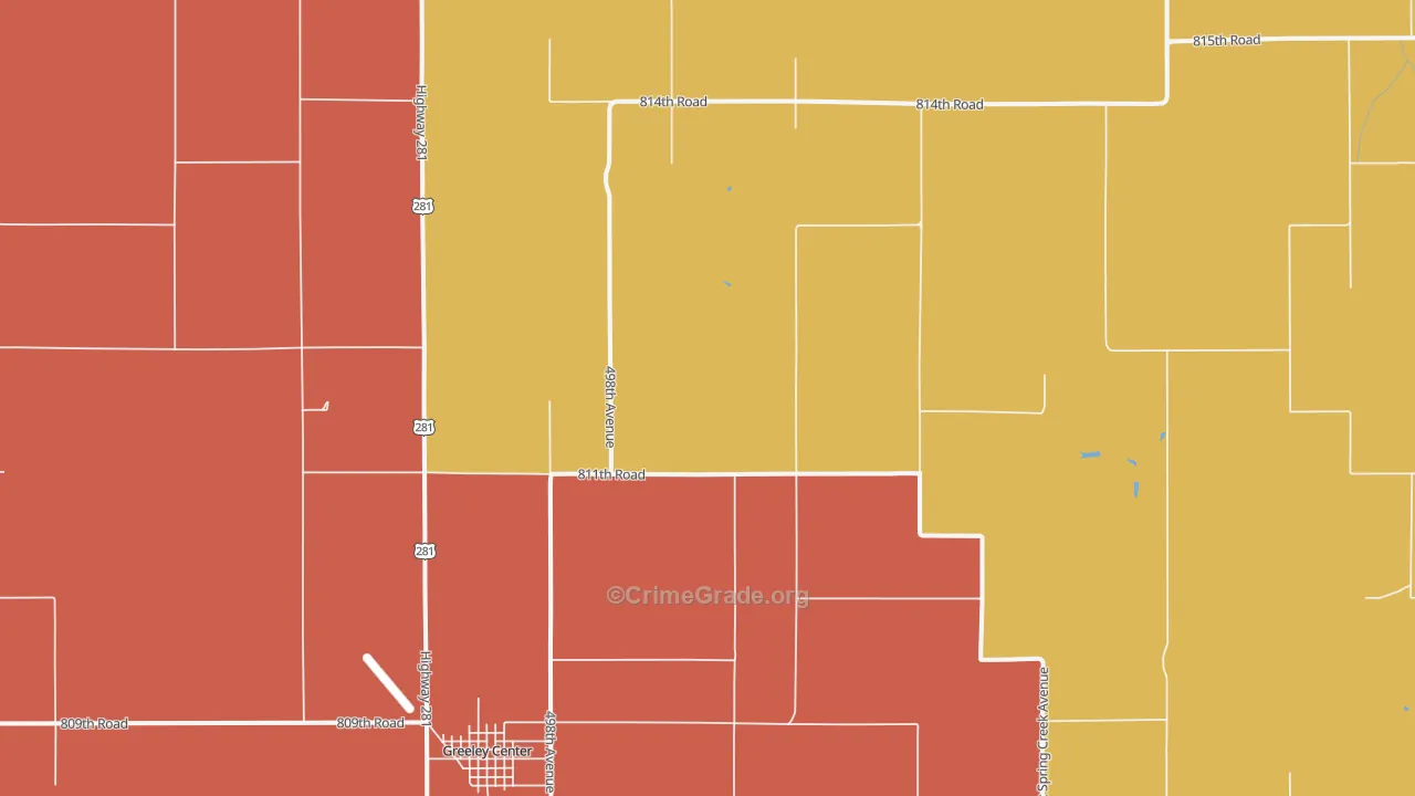 Greeley, NE Map of Murder Rates