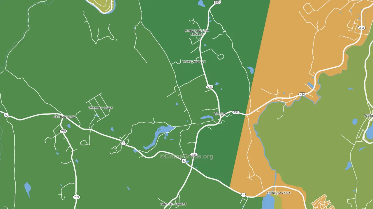 Greeley, PA Map of Murder Rates