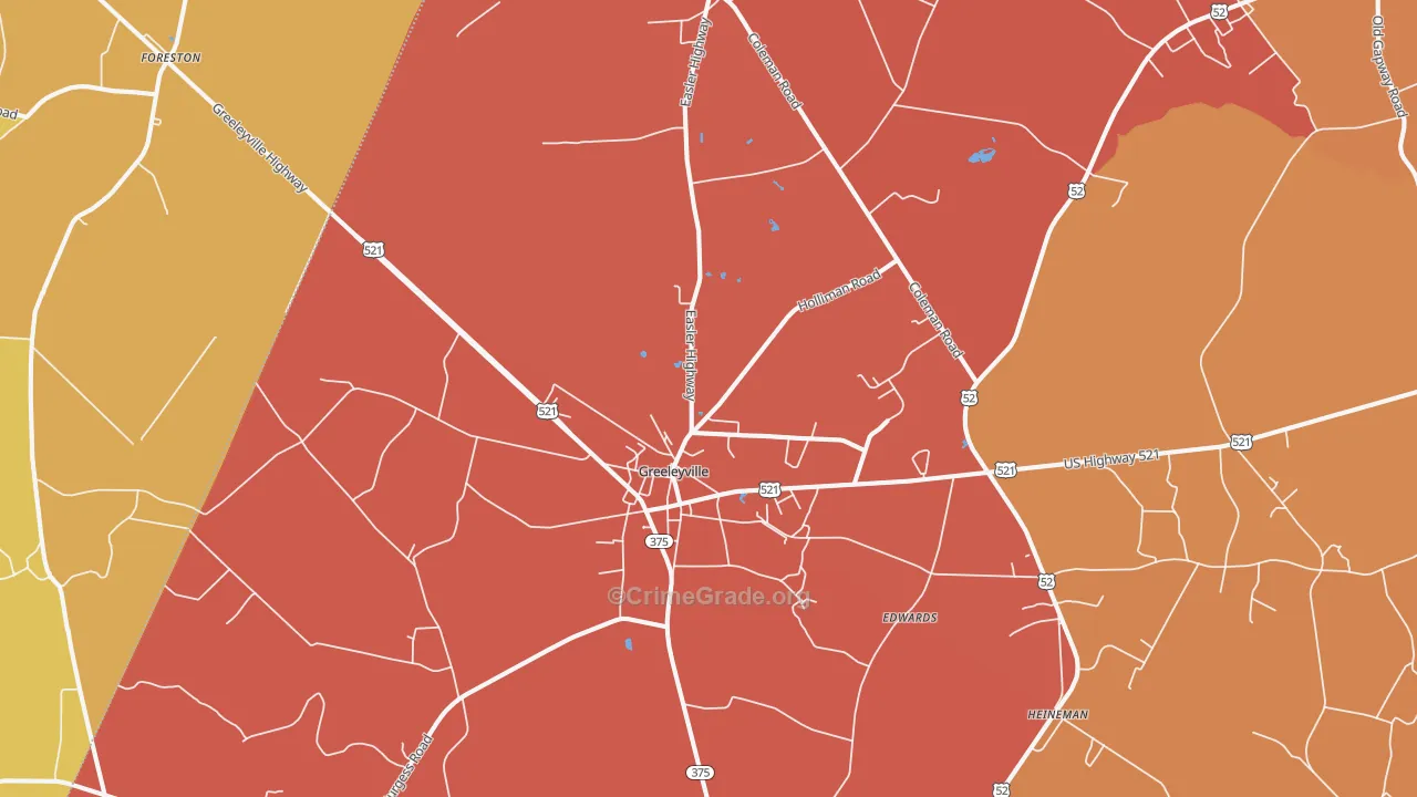 Greeleyville, SC Map of Murder Rates