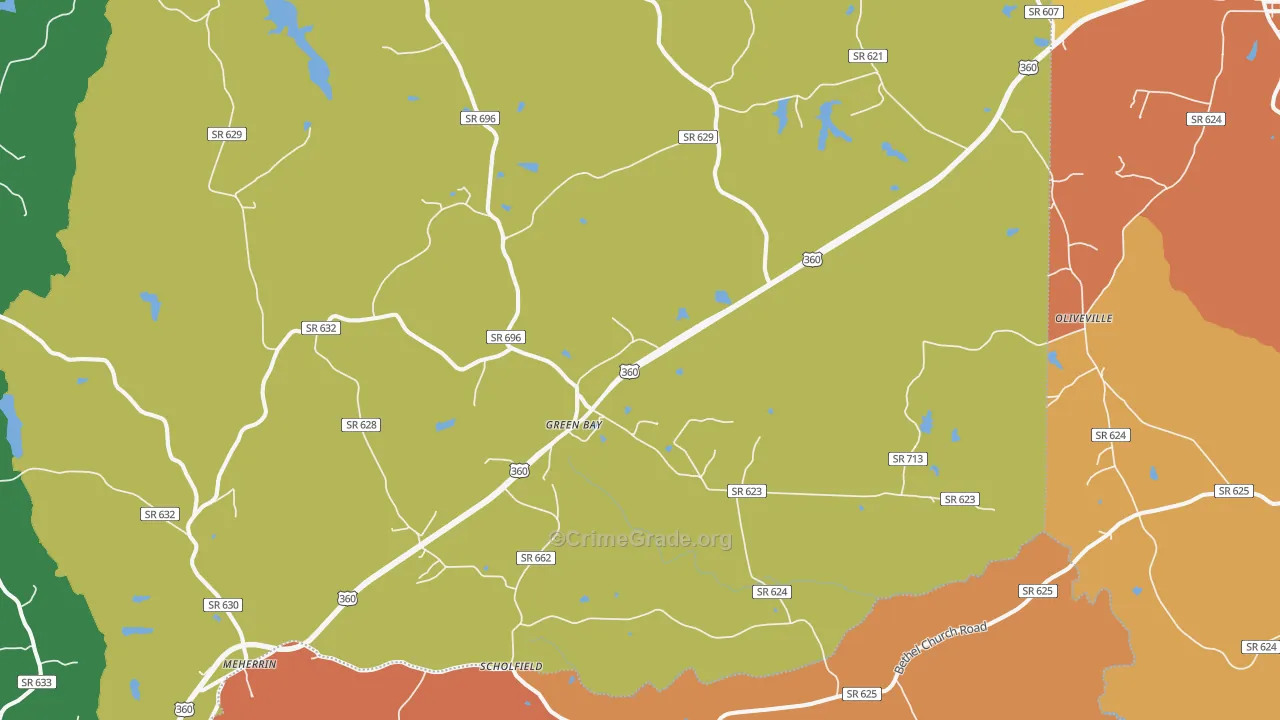 Green Bay, VA Map of Murder Rates