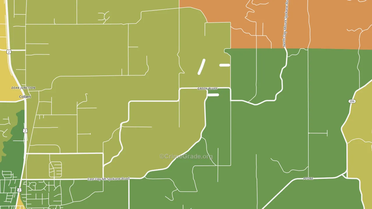Green Bluff, WA Map of Murder Rates