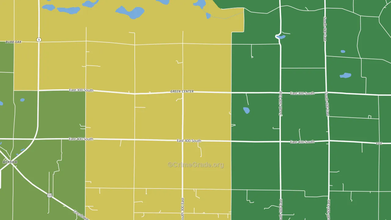 Green Center, IN Map of Murder Rates