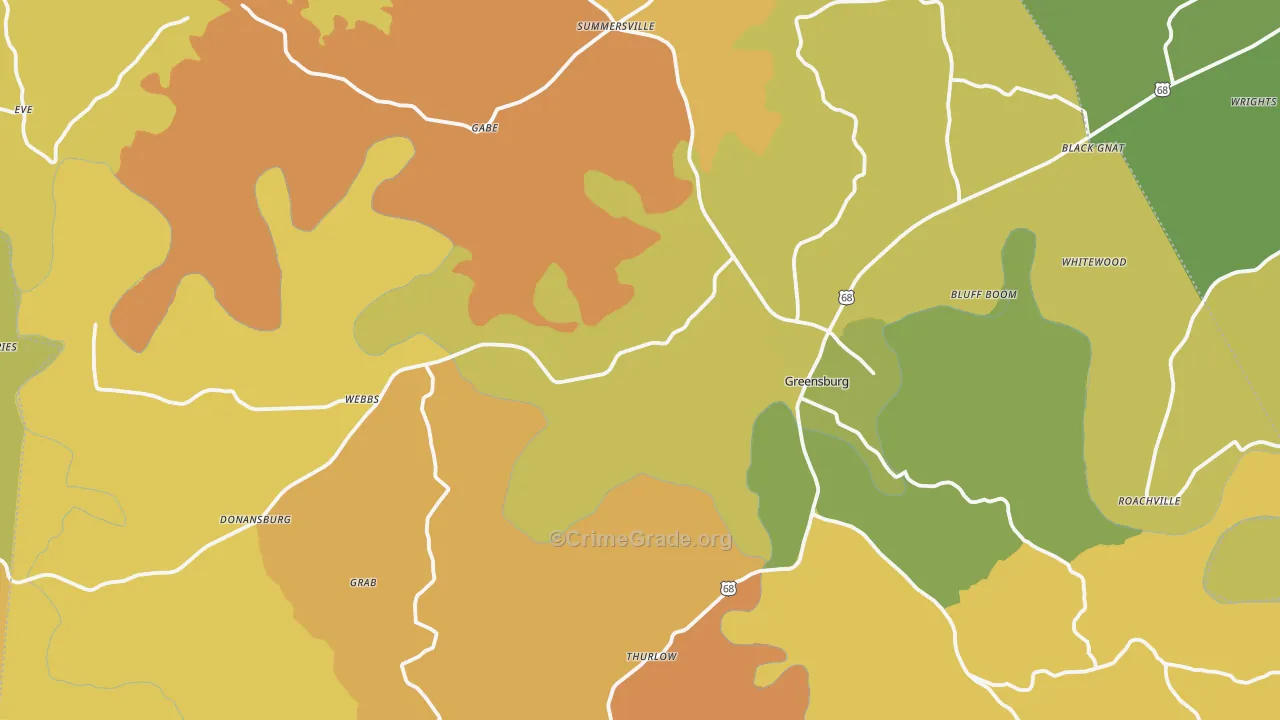 Green County, KY Map of Murder Rates