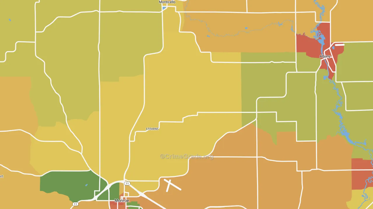 Green County, WI Map of Murder Rates