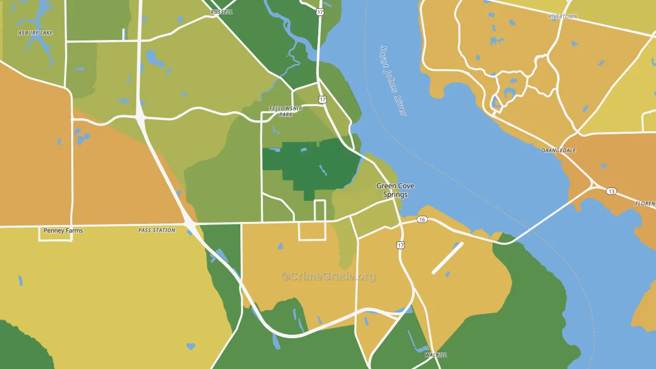 Green Cove Springs, FL Map of Murder Rates
