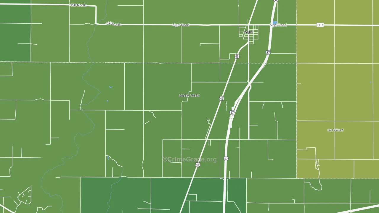 Green Creek, IL Map of Murder Rates