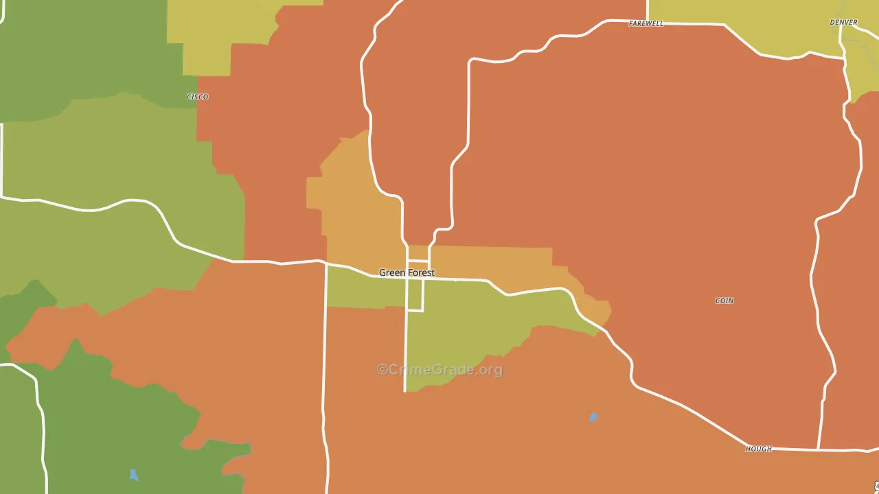 Green Forest, AR Map of Murder Rates