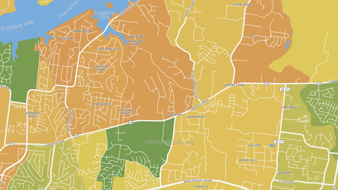 Green Hill, TN Map of Murder Rates