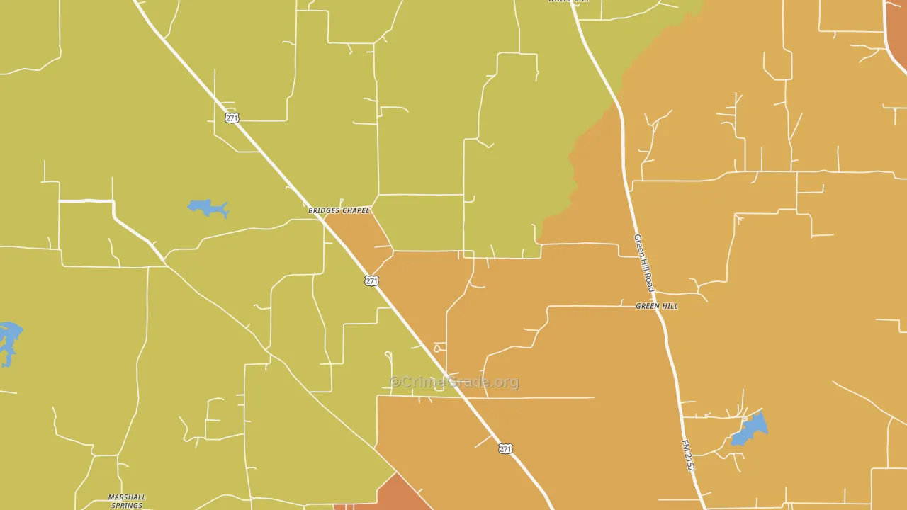 Green Hill, TX Map of Murder Rates