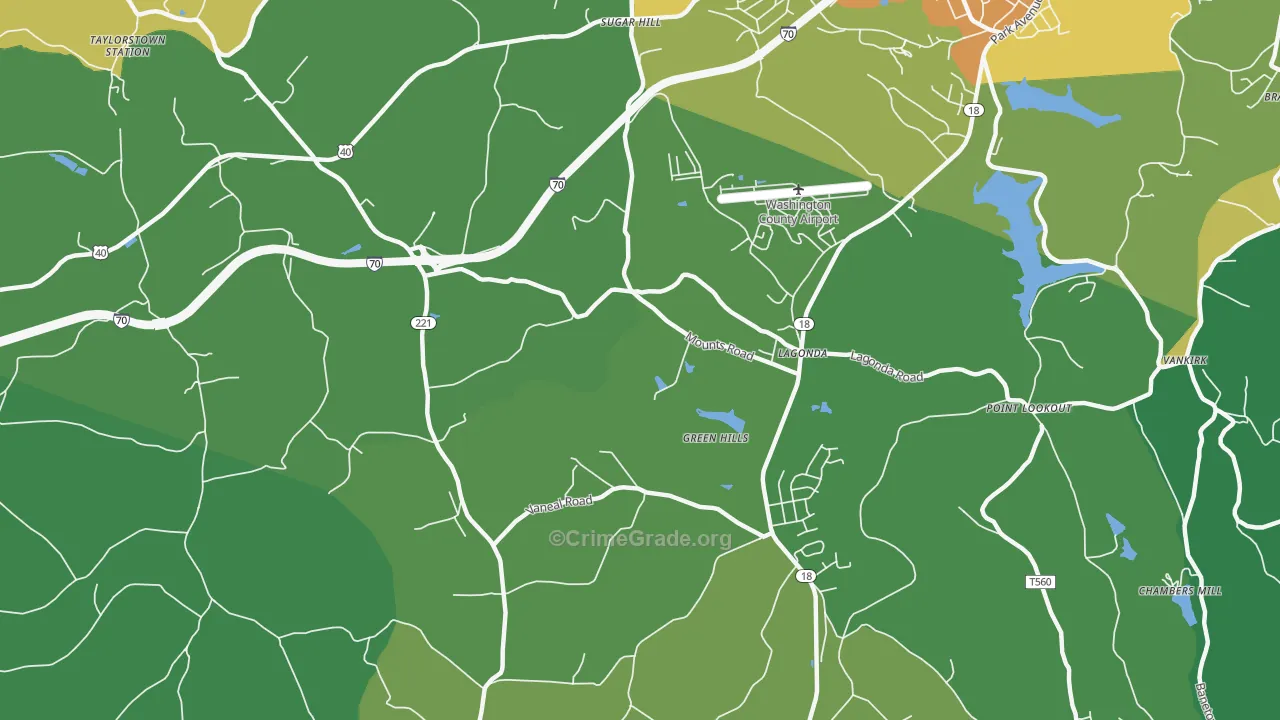 Green Hills, PA Map of Murder Rates