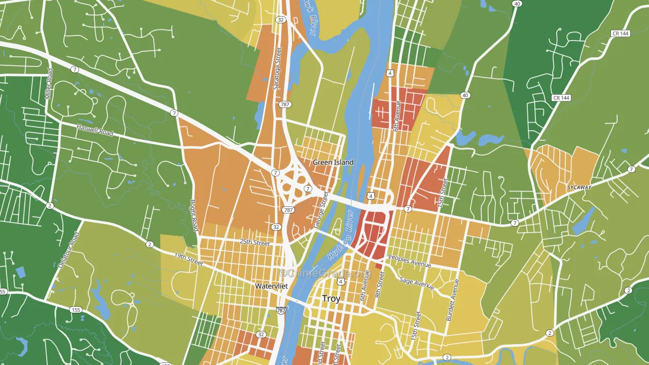Green Island, NY Map of Murder Rates