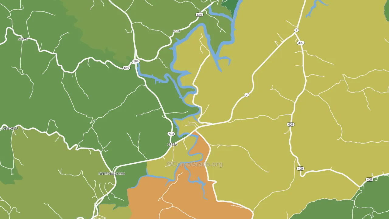 Green, KY Map of Murder Rates