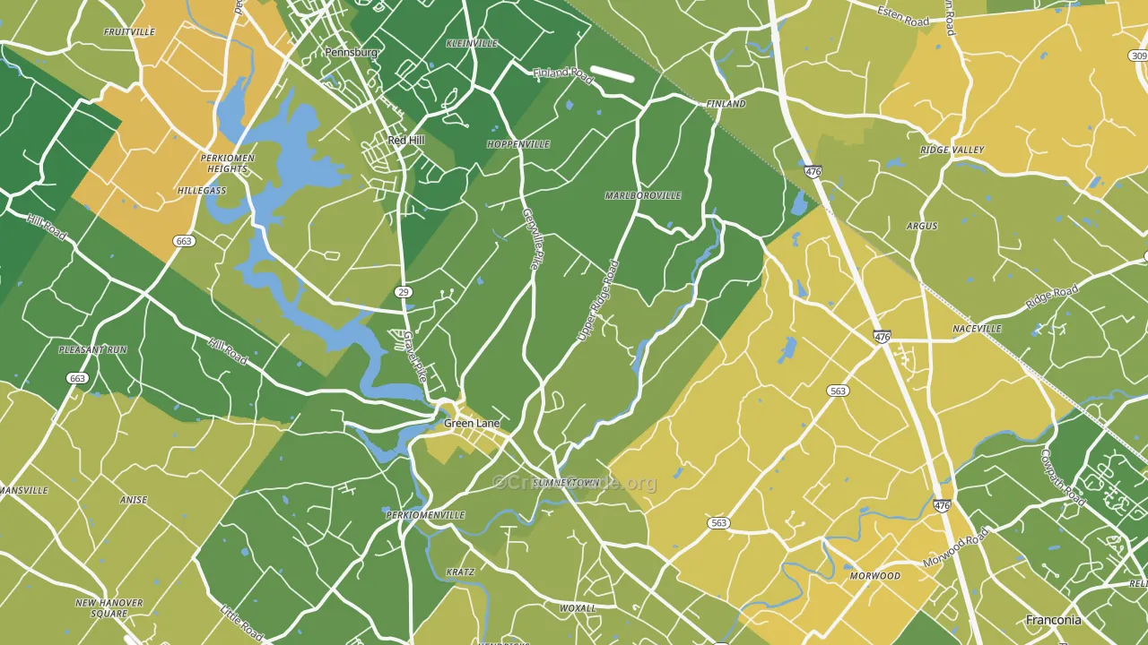 Green Lane, PA Map of Murder Rates