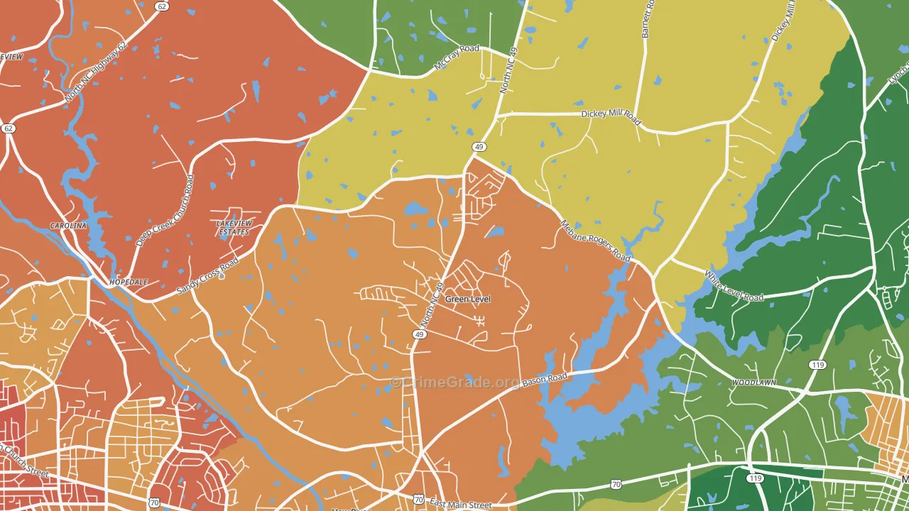 Green Level, NC Map of Murder Rates