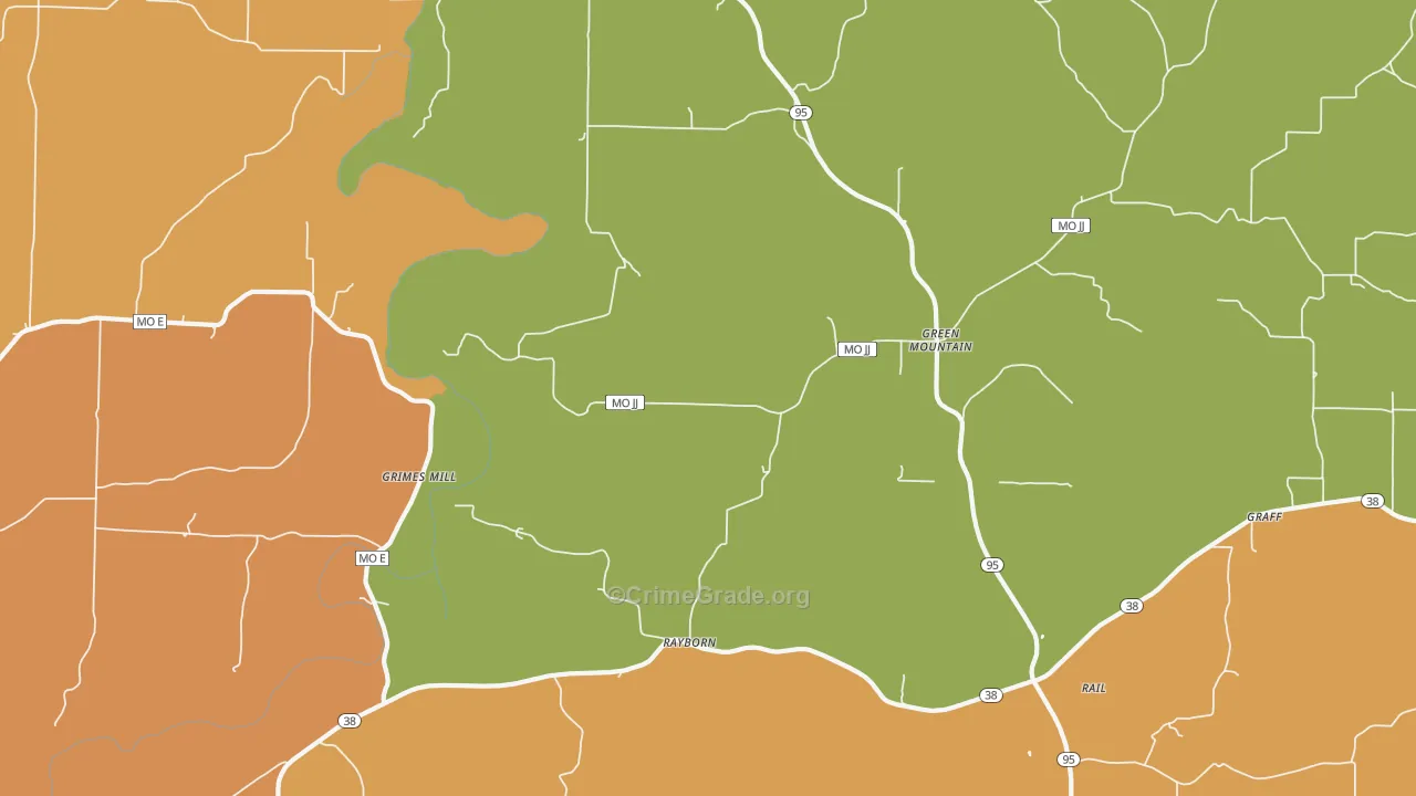 Green Mountain, MO Map of Murder Rates