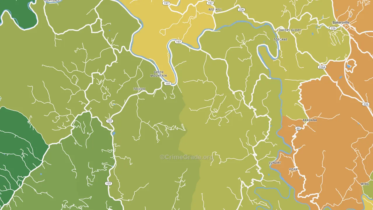 Green Mountain, NC Map of Murder Rates