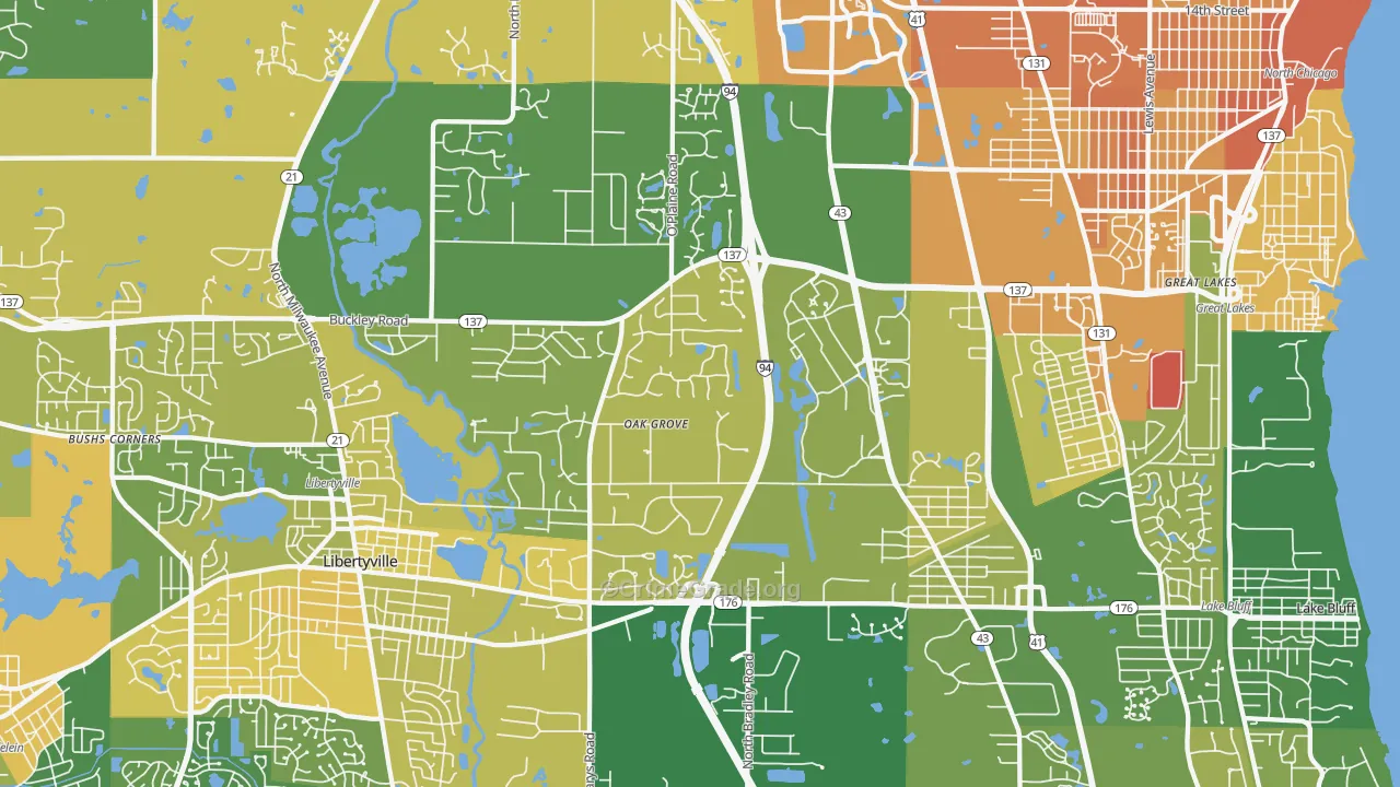Green Oaks, IL Map of Murder Rates
