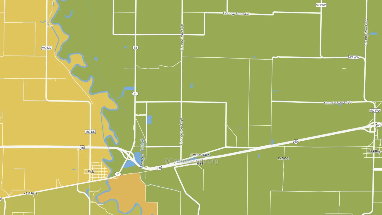 Green Oaks, MO Map of Murder Rates