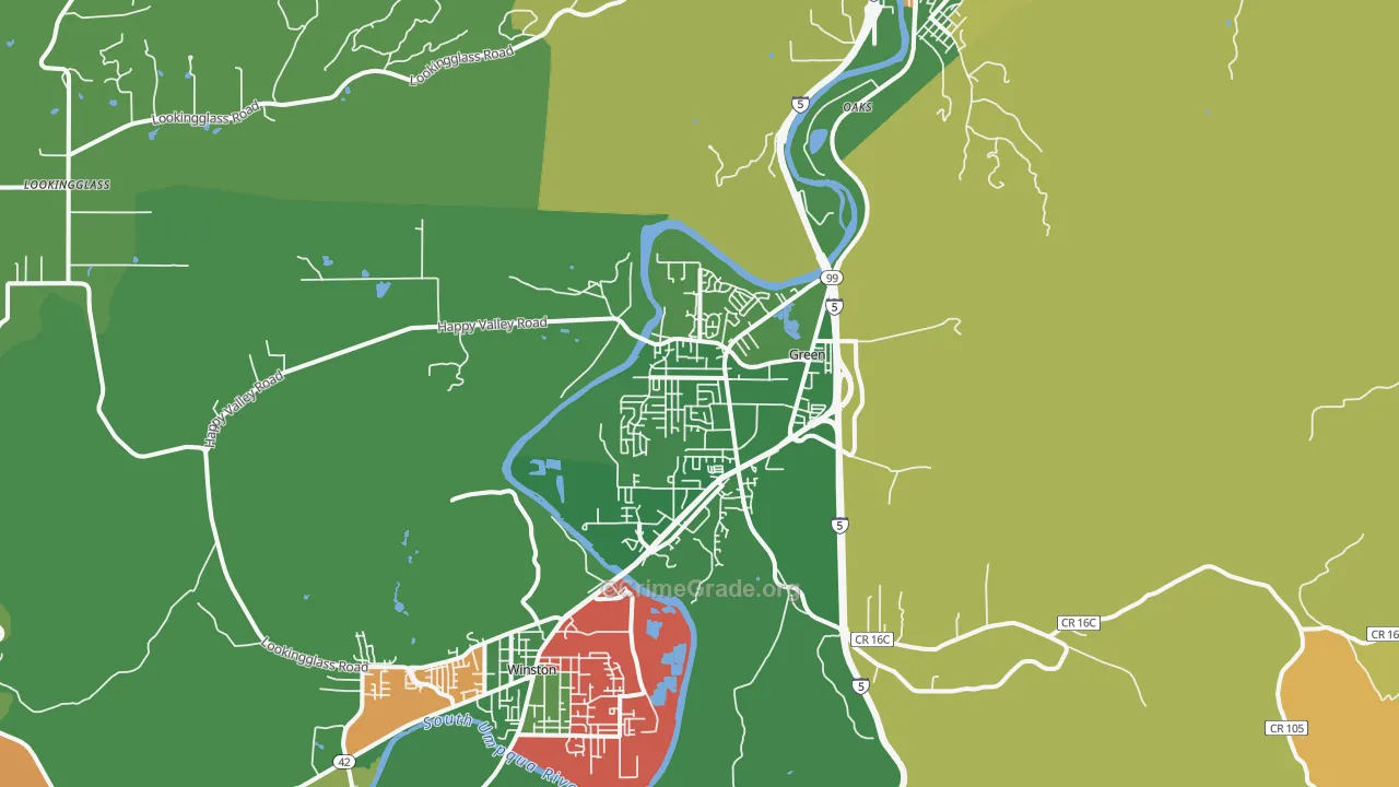 Green, OR Map of Murder Rates