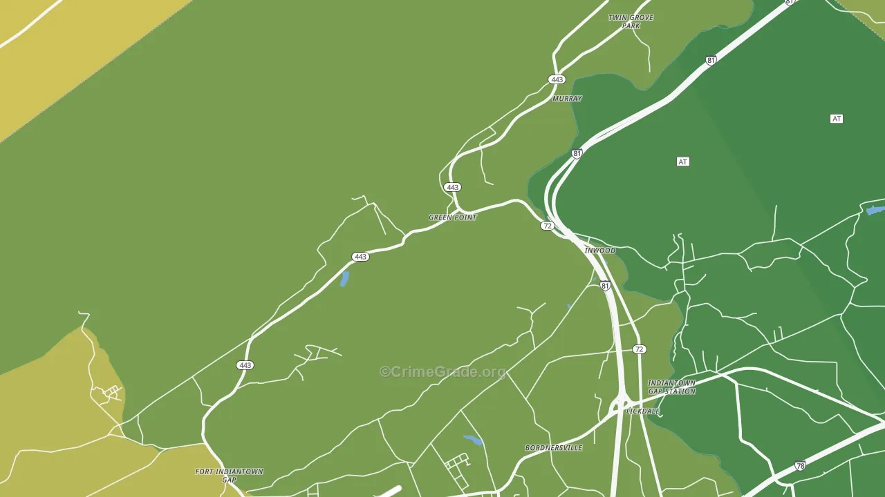 Green Point, PA Map of Murder Rates