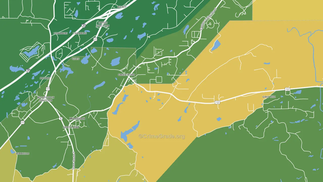 Green Pond, AL Map of Murder Rates