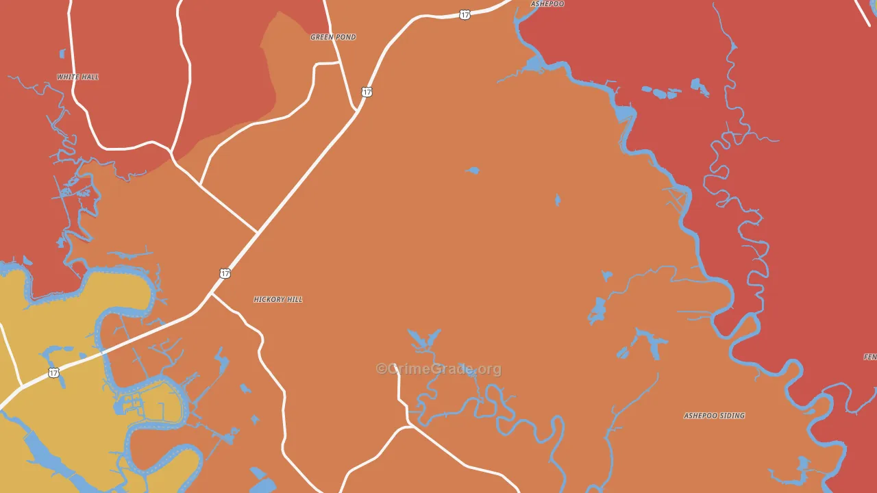 Green Pond, SC Map of Murder Rates