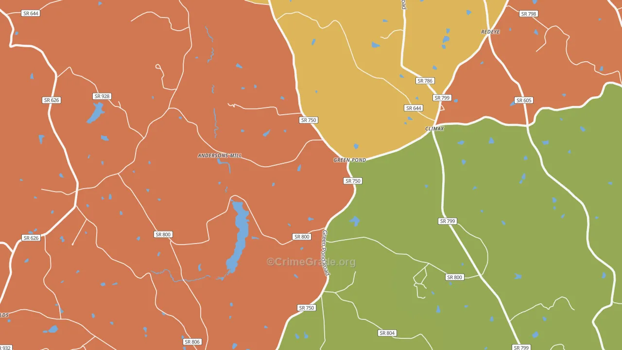 Green Pond, VA Map of Murder Rates