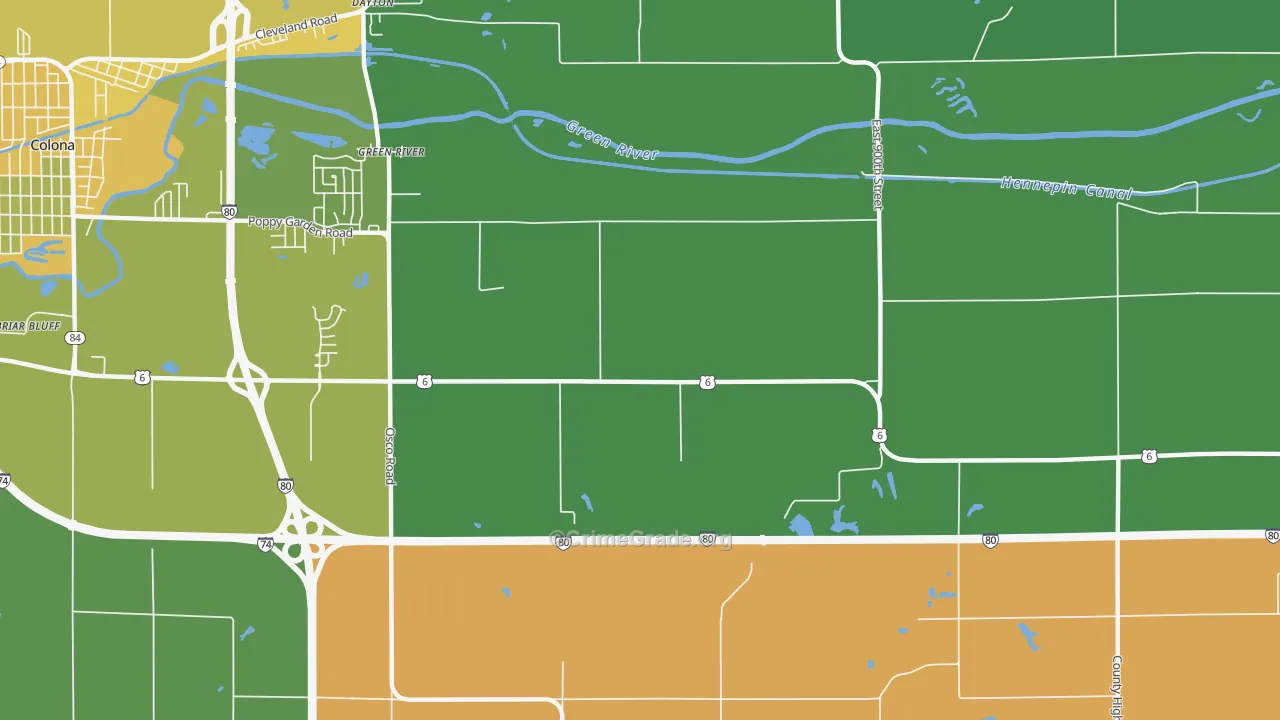 Green River, IL Map of Murder Rates